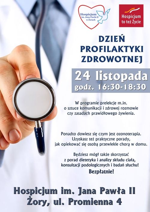 Przed nami Dzień Profilaktyki Zdrowotnej w żorskim hospicjum, mat. prasowe