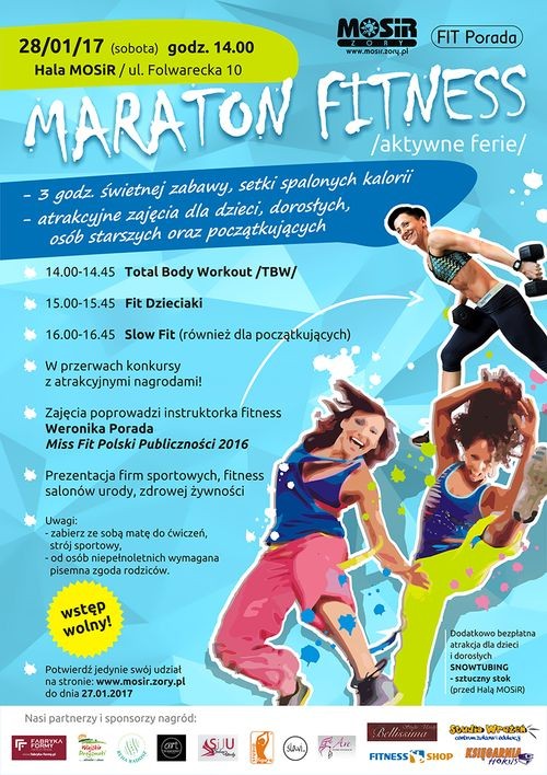 Bezpłatny Maraton Fitness dla każdego na zakończenie ferii, MOSiR w Żorach