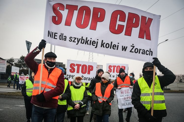 Mieszkańcy Rownia protestowali przeciwko budowie kolei szybkiej kolei (CPK), Dominik Gajda