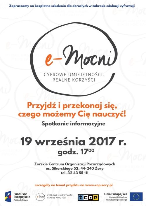 Projekt „e-Mocni” w Żorach: sprawdź, czego możesz się nauczyć, mat. prasowe