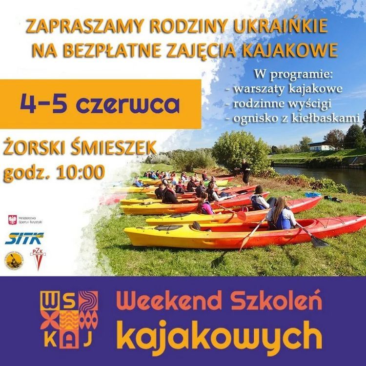 Bezpłatne zajęcia kajakowe dla obywateli Ukrainy, miasto Żory