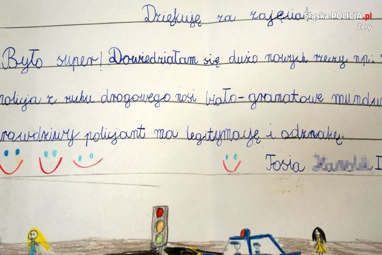 Uczniowie ZS-P nr 7 napisali listy do żorskich policjantów, KMP w Żorach