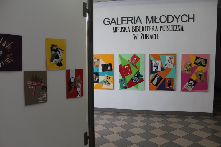 Wernisaż wystawy kolażu Hanny Wilczek i Alicji Kieczki, Biblioteka Publiczna w Żorach