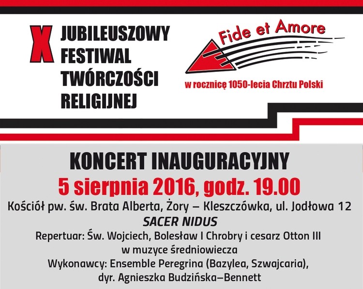 Koncert inauguracyjny X Jubileuszowego Festiwalu Fide et Amore, mat. prasowe