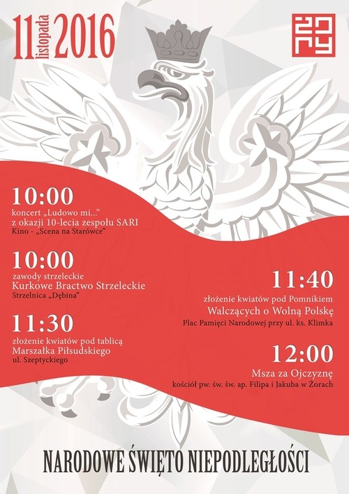 11 listopada: sprawdź program uroczystości w Żorach, mat. prasowe