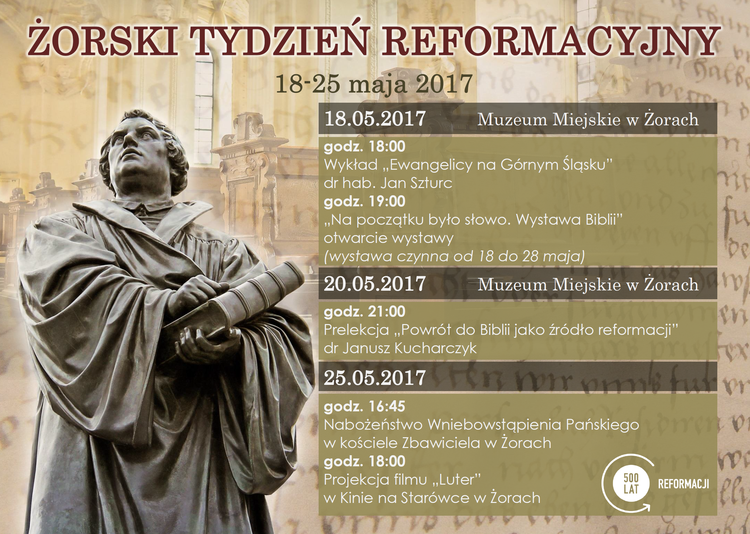 18 maja rozpocznie się Żorski Tydzień Reformacyjny, mat. prasowe