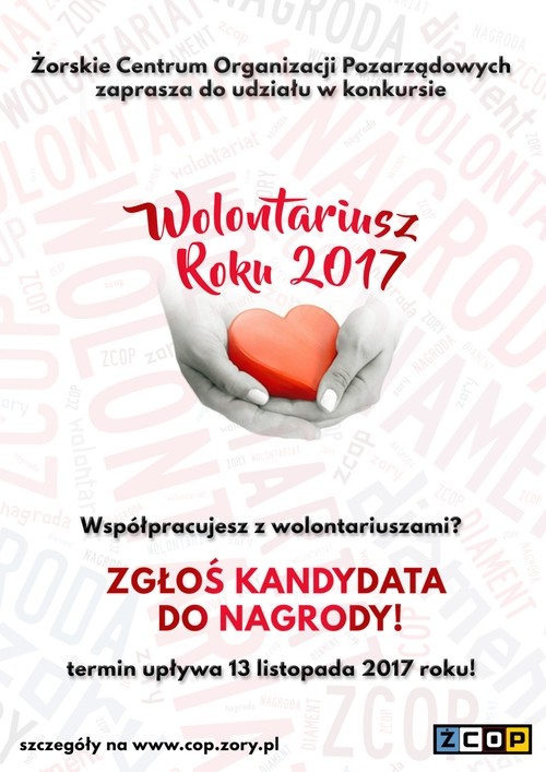 Wolontariusz Roku 2017: zgłoś żorskiego społecznika, mat. prasowe