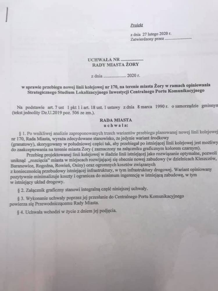 Radni podczas sesji Rady Miasta jednogłośnie przegłosowali uchwałę w sprawie przebiegu linii kolejowej nr 170, Anna Gaszka