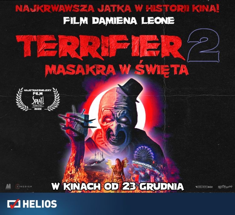 „Terrifier 2. Masakra w Święta”  – mocna grudniowa premiera w kinach Helios, materiał partnera