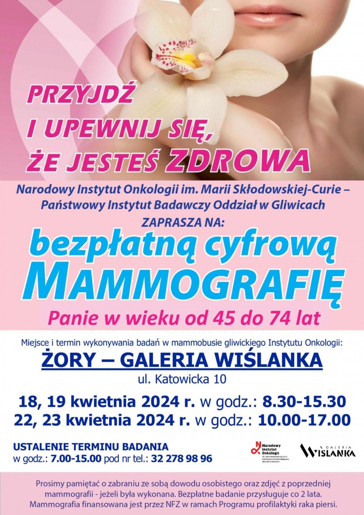 Bezpłatna mammografia w Żorach. Gdzie stanie mammobus?, 