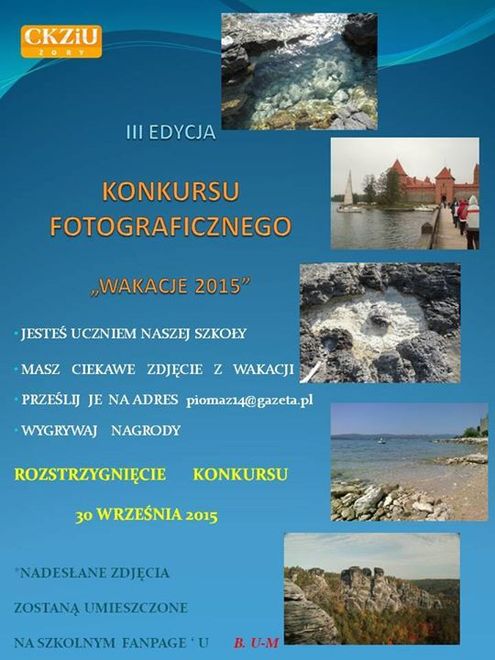 CKZiU: III edycja konkursu fotograficznego „Wakacje 2015”, Materiały prasowe
