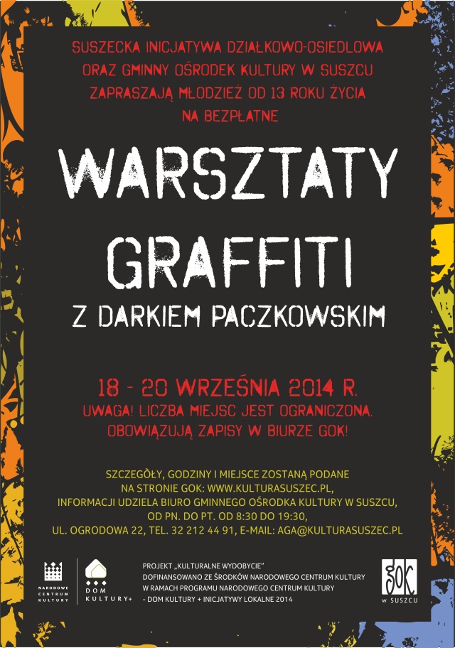 GOK Suszec: bezpłatne warsztaty graffiti z Darkiem Paczkowskim, Materiały prasowe
