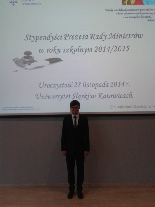 Uczeń „Miarki” ze stypendium Prezesa Rady Ministrów, www.1lo.zory.pl