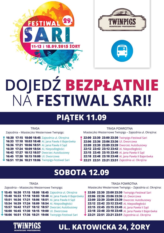 29. Festiwal SARI: sprawdź, jak będą kursować autobusy, mat. prasowe