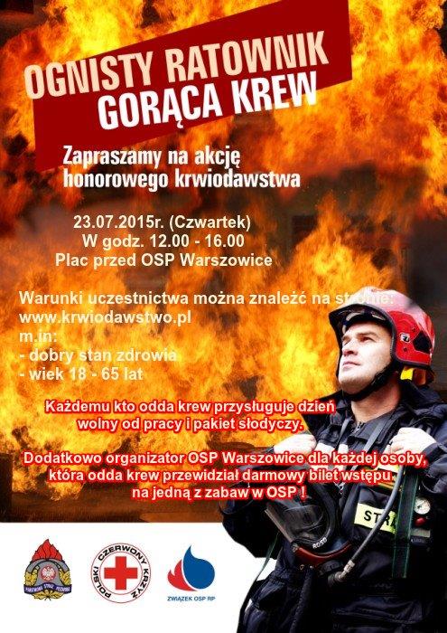 „Ognisty ratownik, gorąca krew” przy OSP Warszowice. Co to za akcja?, mat. prasowe