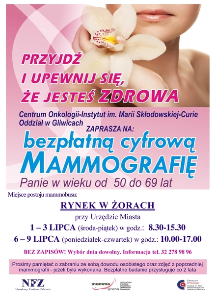 Mammografia w Żorach. Bezpłatne badania już na początku lipca, mat. prasowe