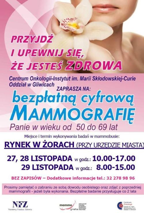 Mammografia: żorzanki, w listopadzie możecie skorzystać z bezpłatnych badań!, mat. prasowe